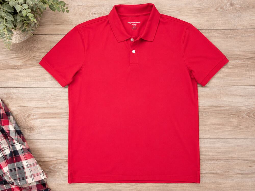 Amazon Essentials Boys Red Short Sleeve Performance Polo Shirt Size 12 New